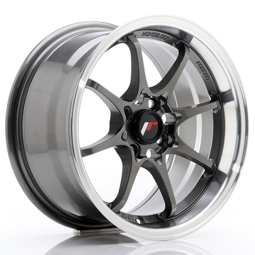 Llanta Japan Racing JR5 15x8 ET28 4x100 Gun Metal w/ Machined Lip