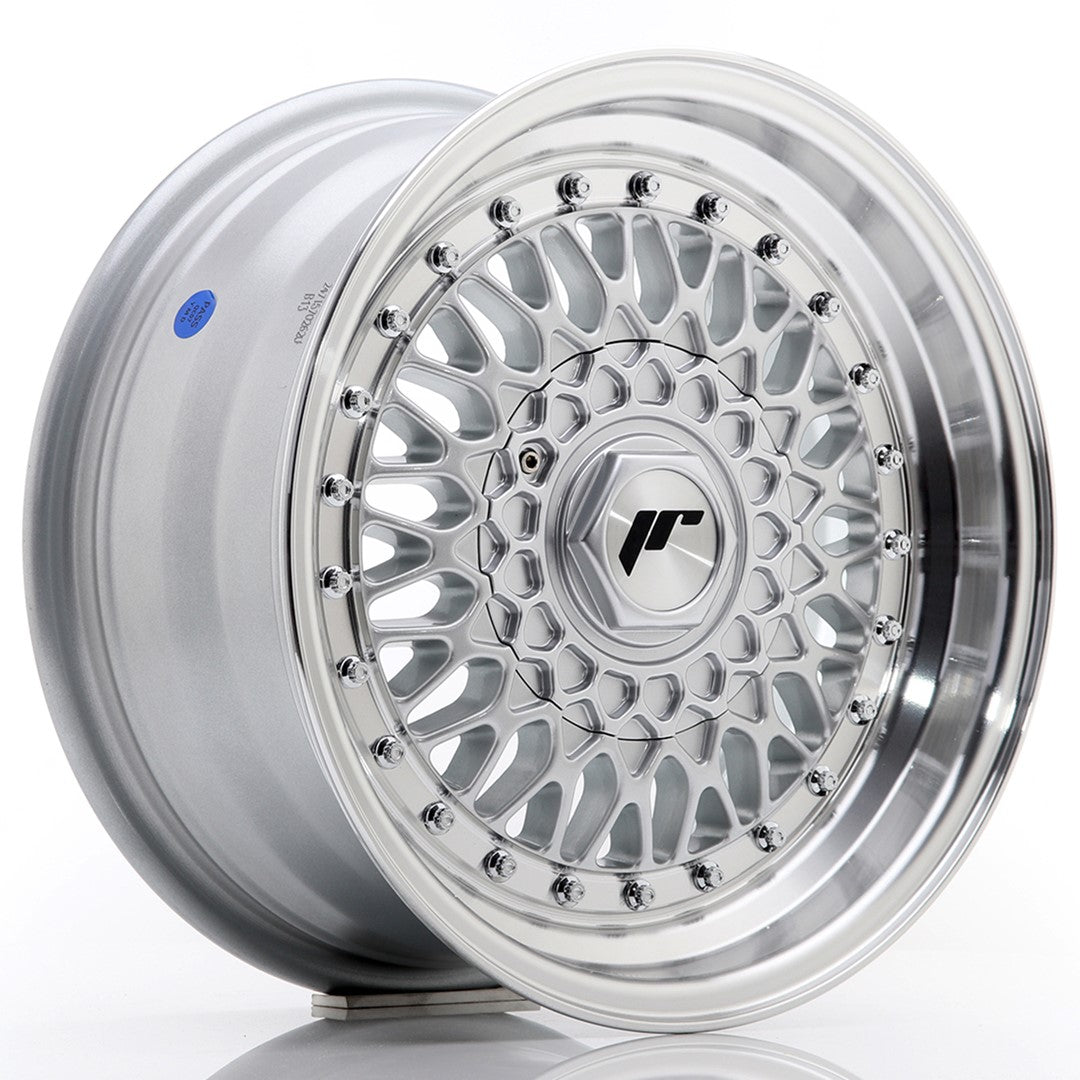 Llanta Japan Racing JR9 15x7 ET20 4x100/108 Silver w/ Machined Lip+Silver Rivets