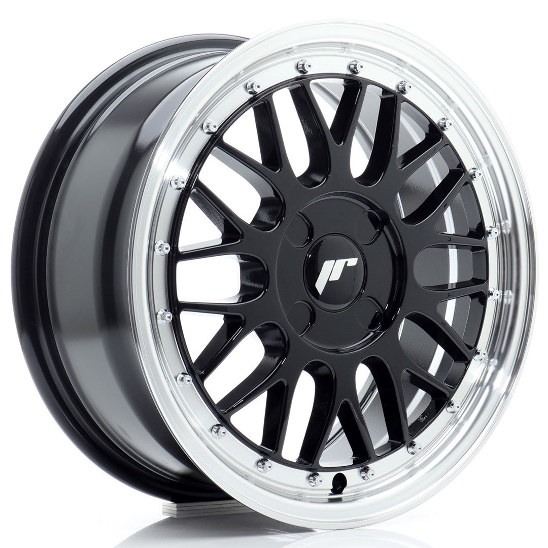 Llanta Japan Racing JR23 16x7 ET20-45 4H BLANK Gloss Black w/ Machined Lip