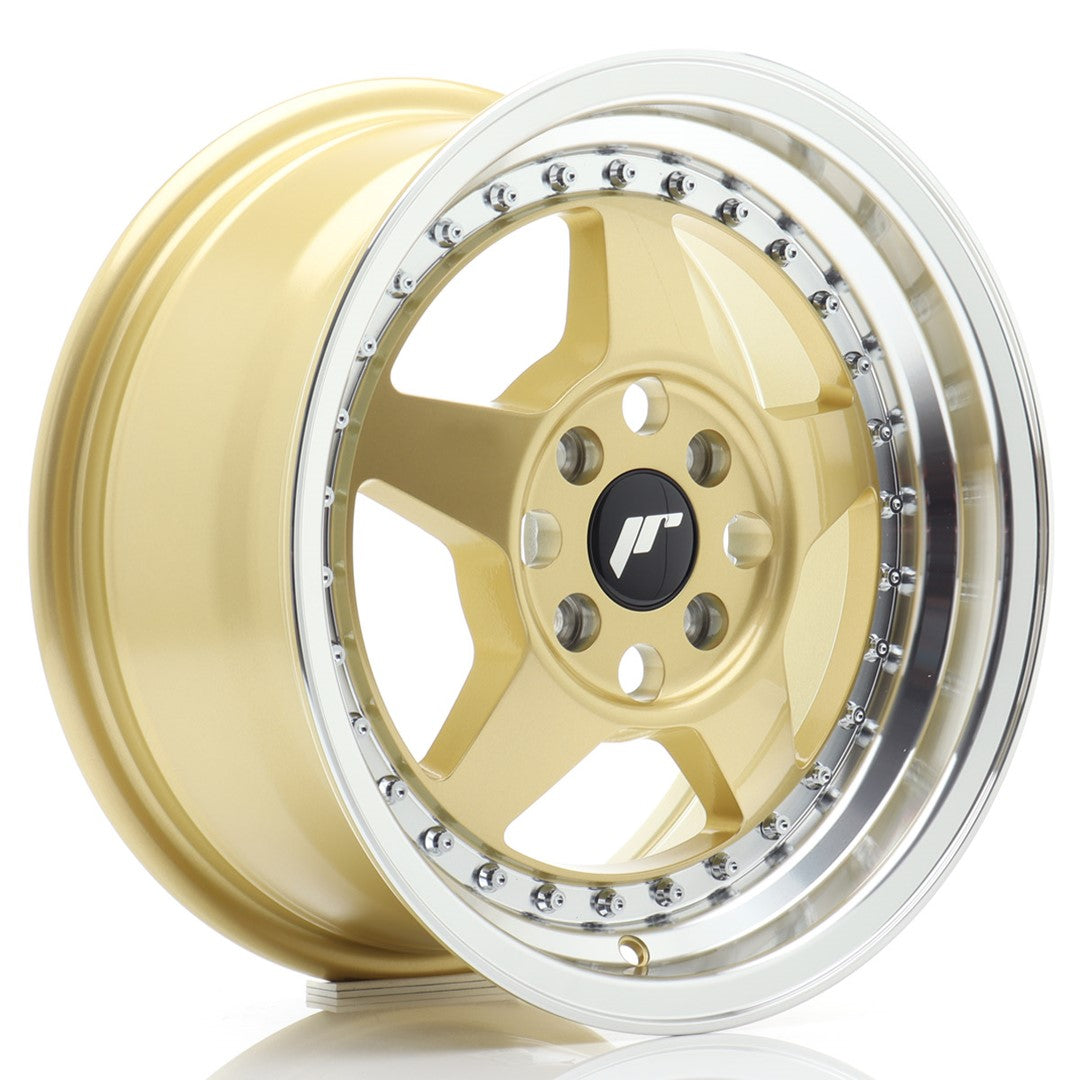 Llanta Japan Racing JR6 15x7 ET35 4x100 Gold w/ Machined Lip