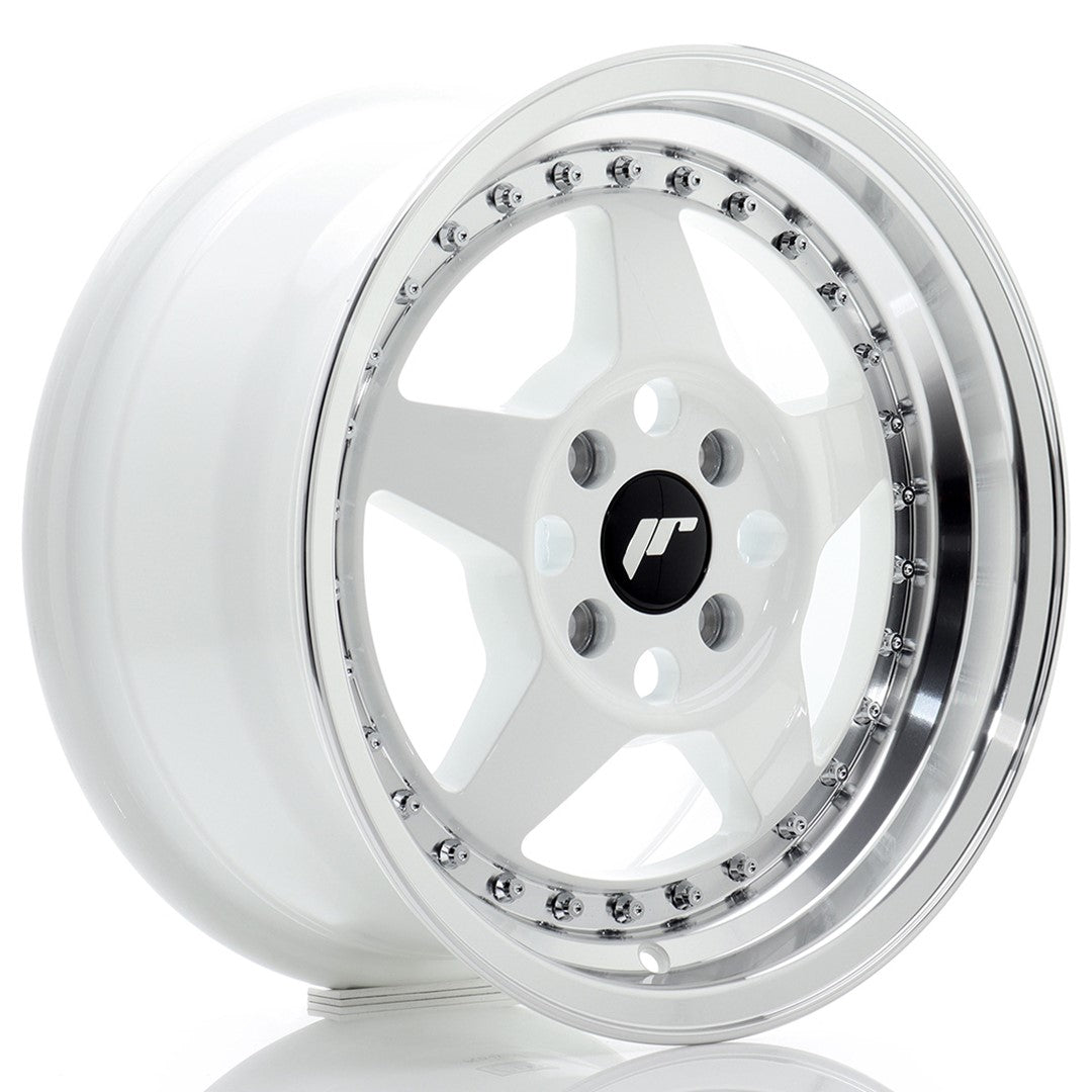 Llanta Japan Racing JR6 15x7 ET35 4x100 White w/ Machined Lip