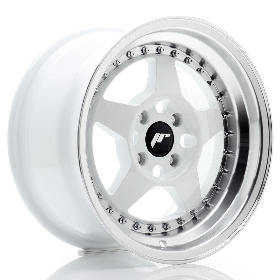 Llanta Japan Racing JR6 15x8 ET25 4x100 White w/ Machined Lip