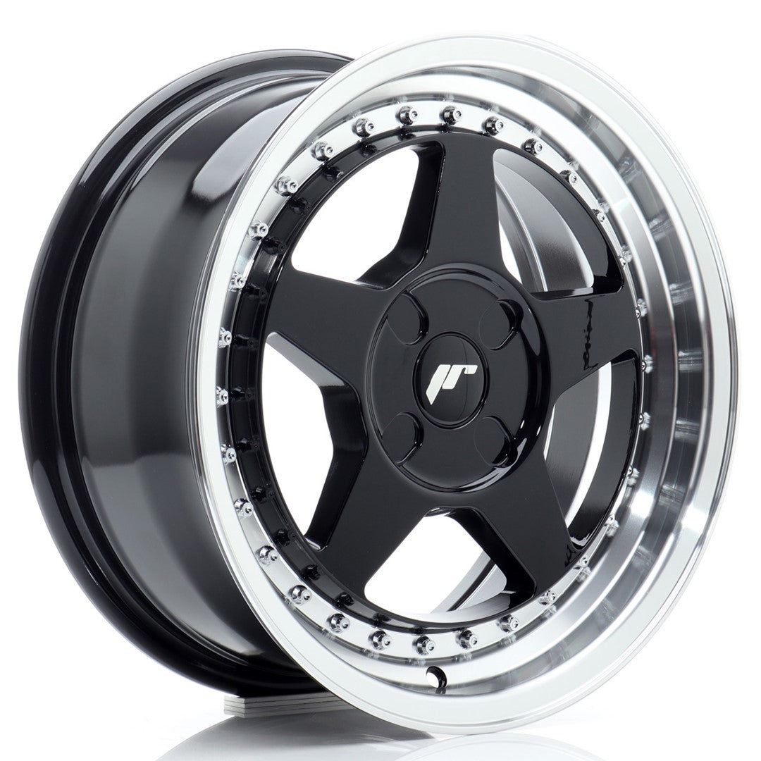 Llanta Japan Racing JR6 16x7 ET20-35 4H BLANK Gloss Black w/ Machined Lip