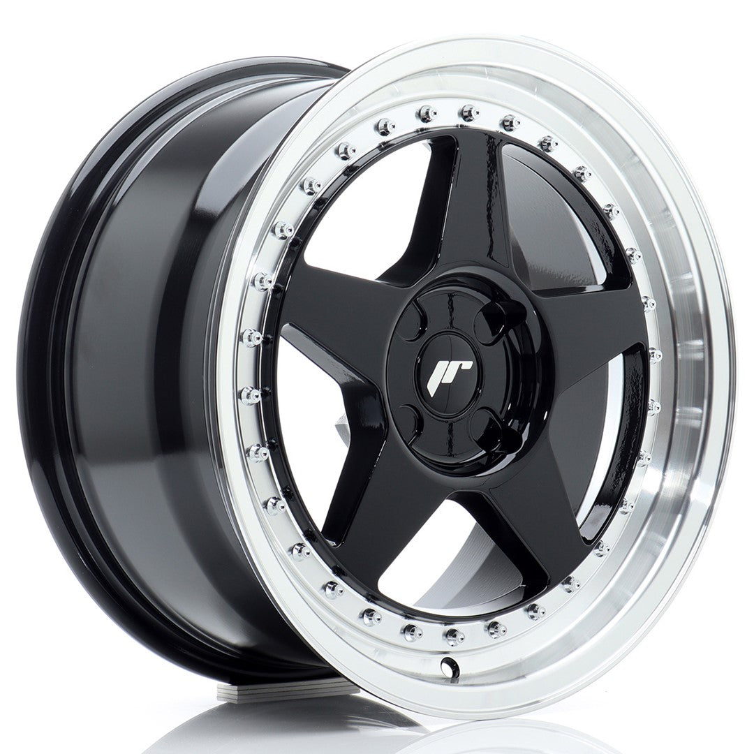 Llanta Japan Racing JR6 17x8 ET20-35 4H BLANK Gloss Black w/ Machined Lip