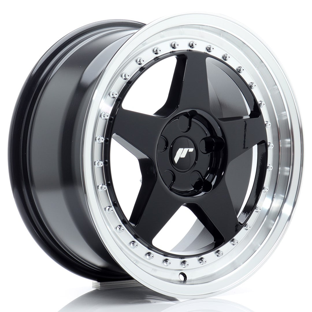 Llanta Japan Racing JR6 17x8 ET20-35 5H BLANK Gloss Black w/ Machined Lip