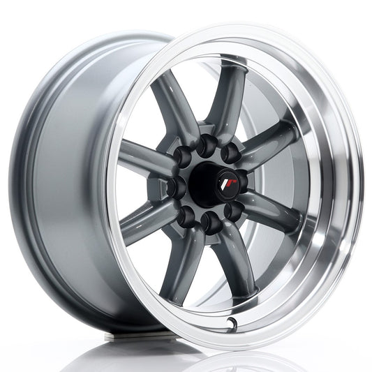 Llanta Japan Racing JR19 15x8 ET0 4x100/114 Gun Metal w/ Machined Lip