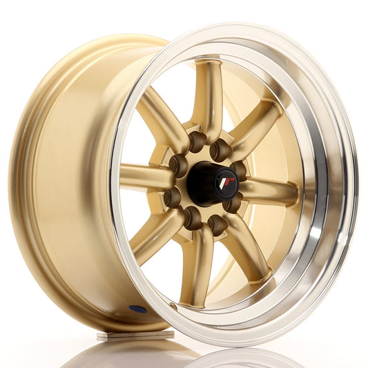 Llanta Japan Racing JR19 15x8 ET0 4x100/114 Gold w/ Machined Lip