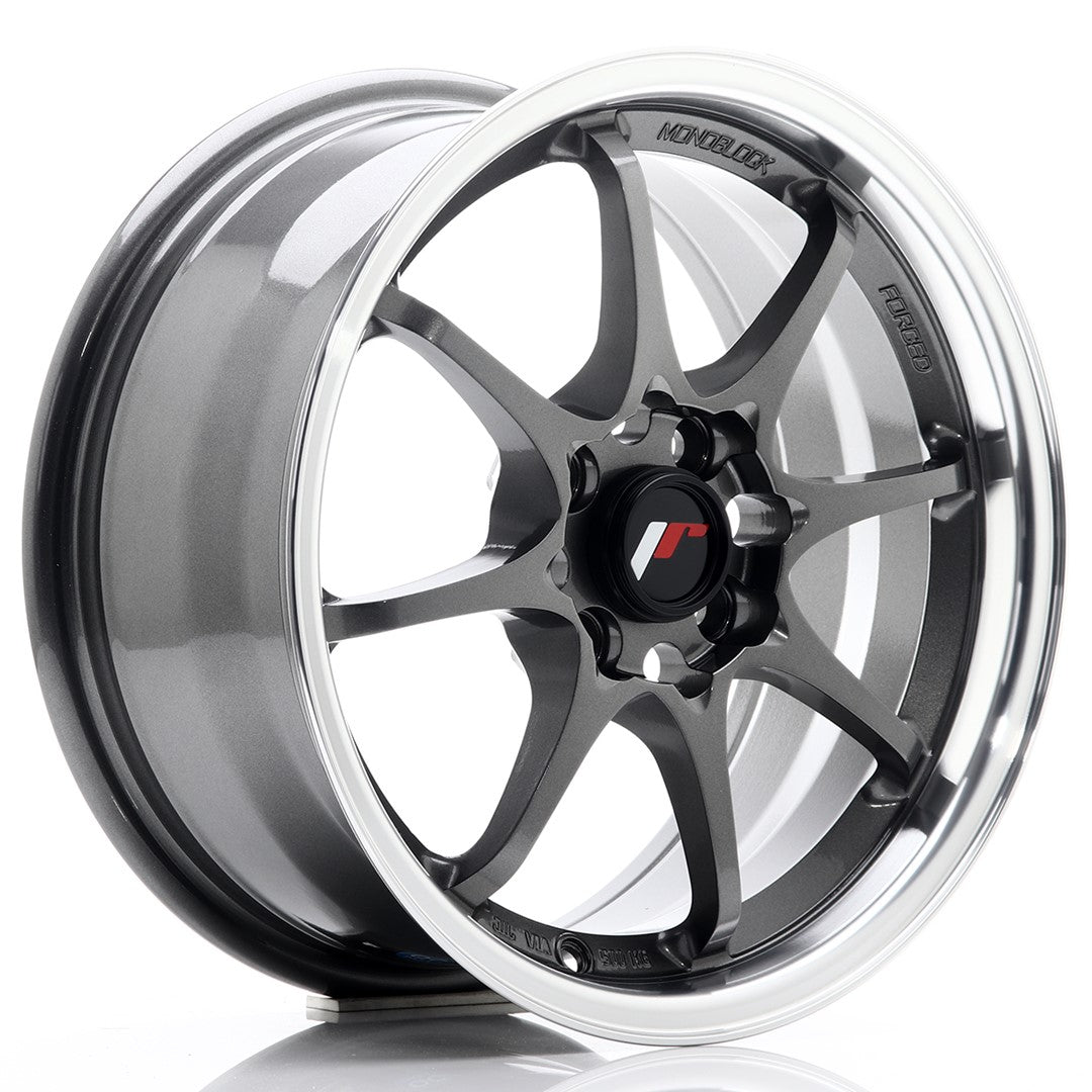 Llanta Japan Racing JR5 15x7 ET35 4x100 Gun Metal w/ Machined Lip