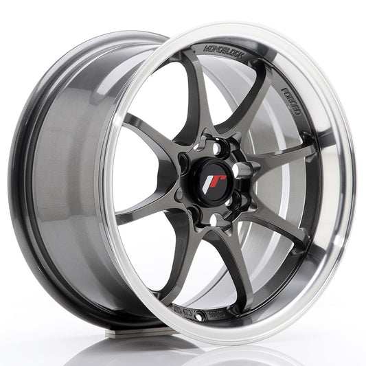 Llanta Japan Racing JR5 15x8 ET28 4x100 Gun Metal w/ Machined Lip
