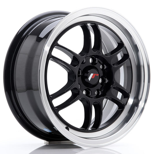 Llanta Japan Racing JR7 15x7 ET38 4x100/114 Gloss Black w/ Machined Lip