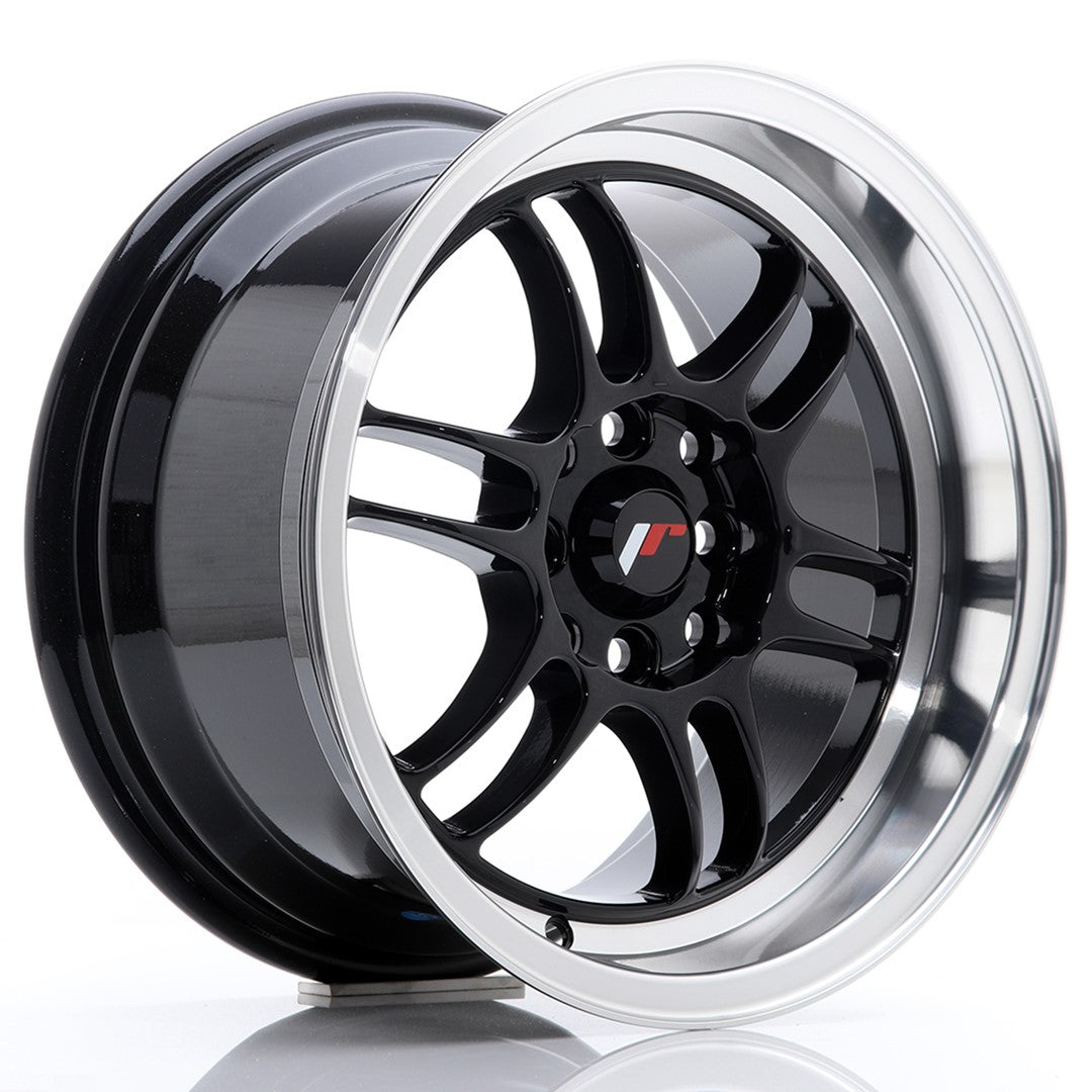 Llanta Japan Racing JR7 15x8 ET35 4x100/114 Gloss Black w/ Machined Lip