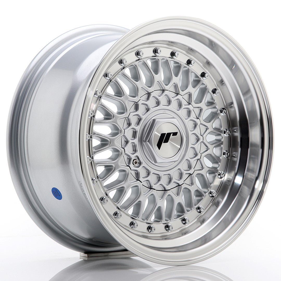 Llanta Japan Racing JR9 15x8 ET20 4x100/108 Silver w/ Machined Lip+Silver Rivets