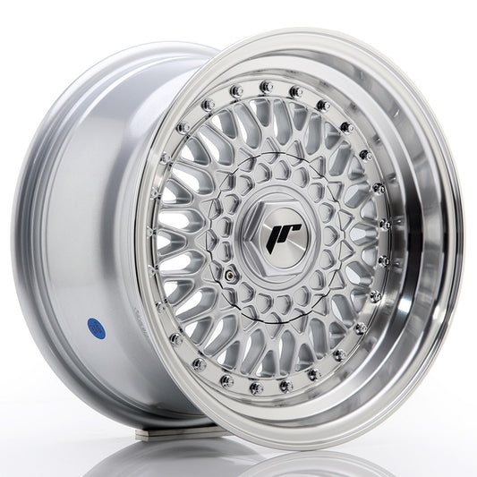 Llanta Japan Racing JR9 15x8 ET20 4x100/108 Silver w/ Machined Lip+Silver Rivets