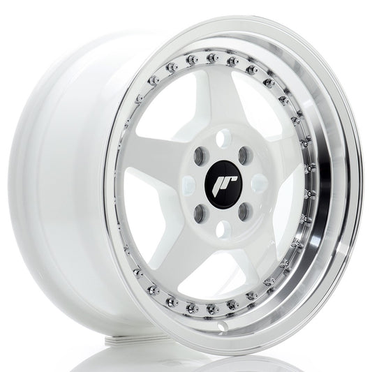 Llanta Japan Racing JR6 15x7 ET35 4x100 White w/ Machined Lip