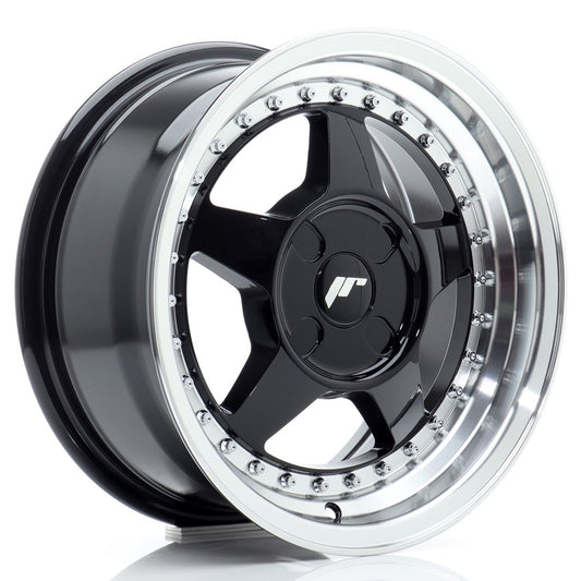 Llanta Japan Racing JR6 15x7 ET20-35 4H BLANK Gloss Black w/ Machined Lip