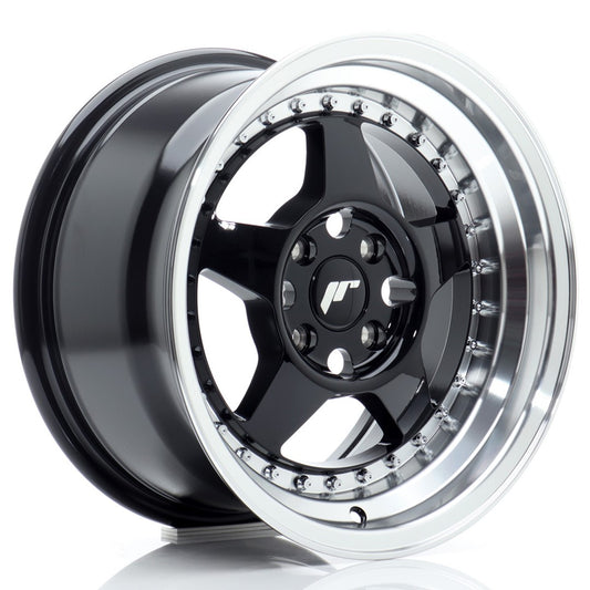 Llanta Japan Racing JR6 15x8 ET25 4x100 Gloss Black w/ Machined Lip