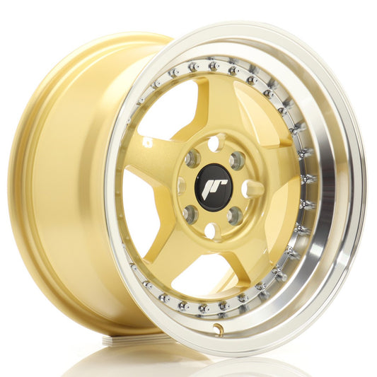 Llanta Japan Racing JR6 15x8 ET25 4x100 Gold w/ Machined Lip