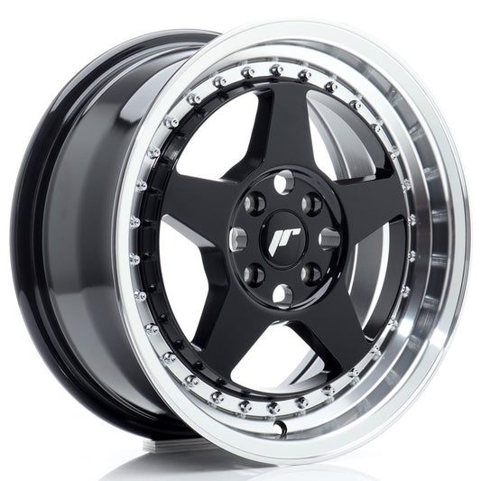 Llanta Japan Racing JR6 16x7 ET35 4x100 Gloss Black w/ Machined Lip