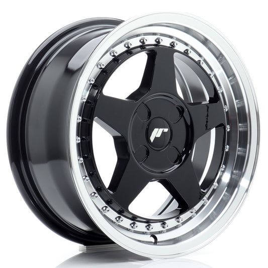 Llanta Japan Racing JR6 16x7 ET20-35 4H BLANK Gloss Black w/ Machined Lip