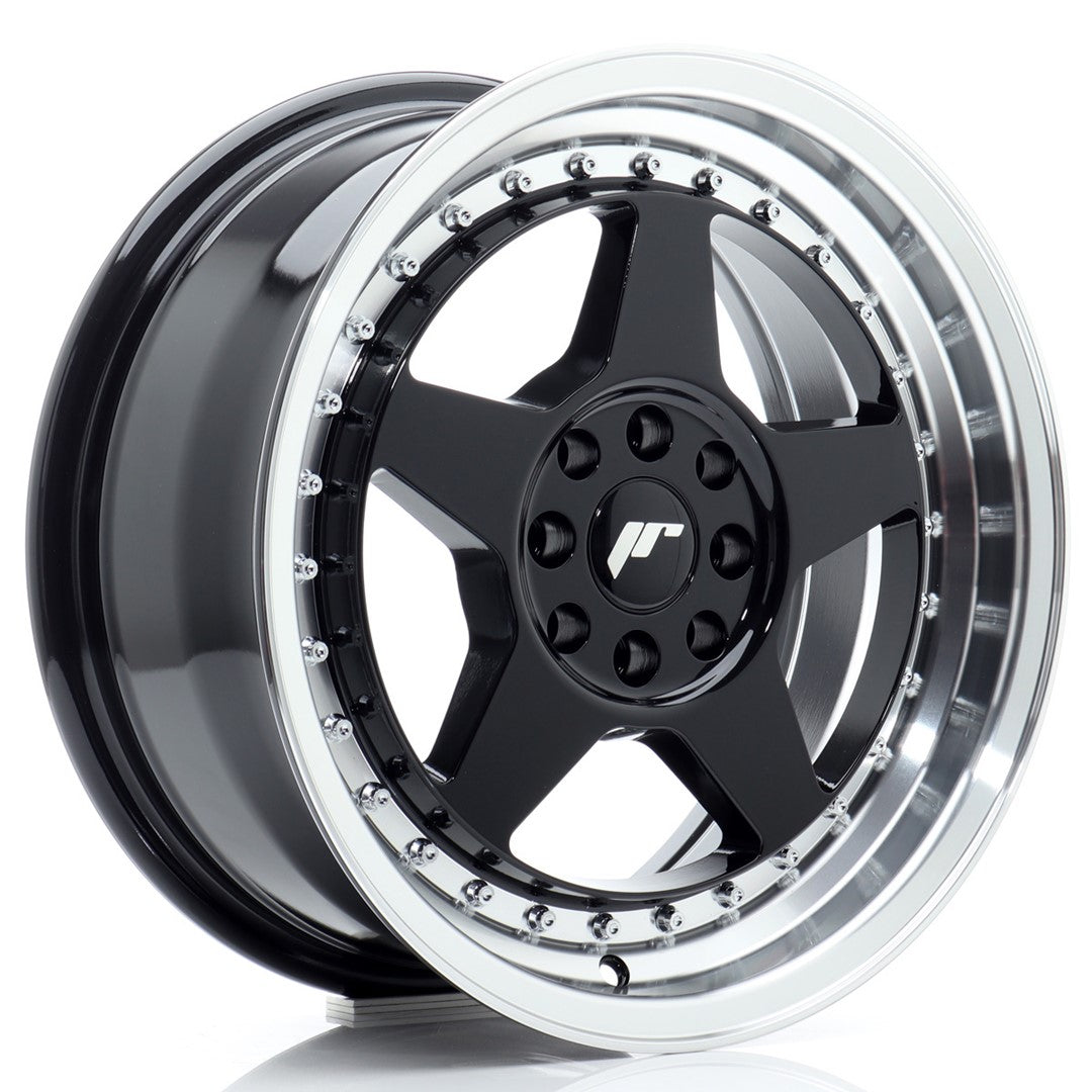 Llanta Japan Racing JR6 16x7 ET25 4x100/108 Gloss Black w/ Machined Lip