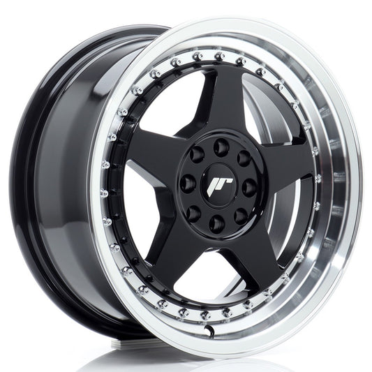 Llanta Japan Racing JR6 16x7 ET25 4x100/108 Gloss Black w/ Machined Lip
