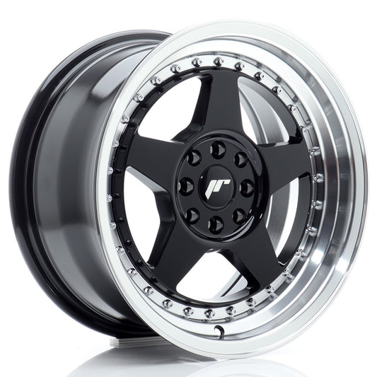 Llanta Japan Racing JR6 16x8 ET25 4x100/108 Gloss Black w/ Machined Lip