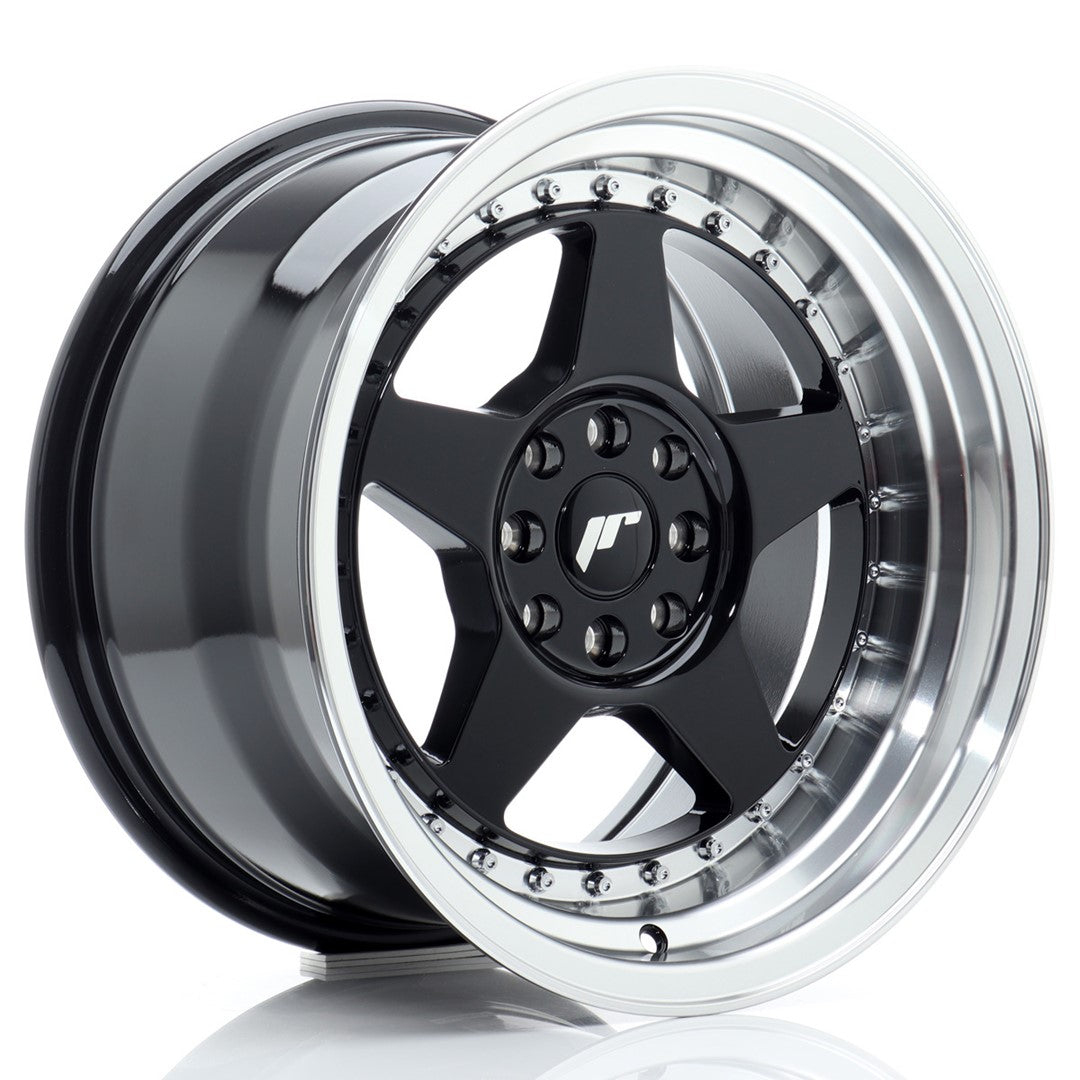 Llanta Japan Racing JR6 16x9 ET20 4x100/108 Gloss Black w/ Machined Lip