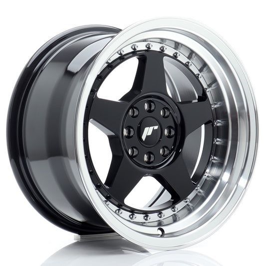 Llanta Japan Racing JR6 16x9 ET20 4x100/108 Gloss Black w/ Machined Lip