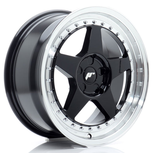 Llanta Japan Racing JR6 17x8 ET20-35 5H BLANK Gloss Black w/ Machined Lip