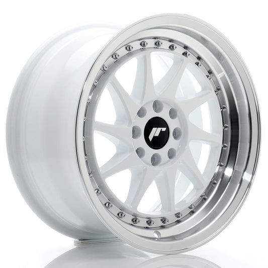 Llanta Japan Racing JR26 16x8 ET25 4x100/108 White w/ Machined Lip
